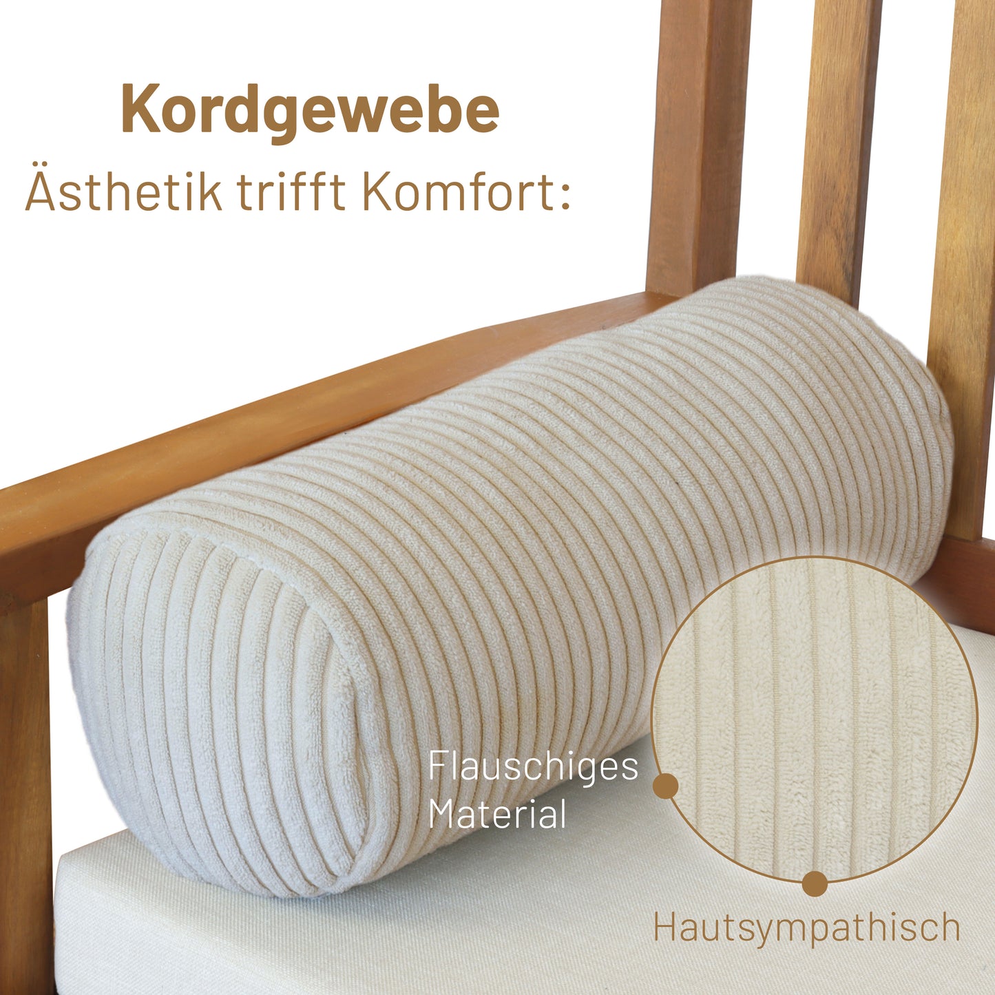 Kissenrolle ELLA - 40x15cm Cremeweiß