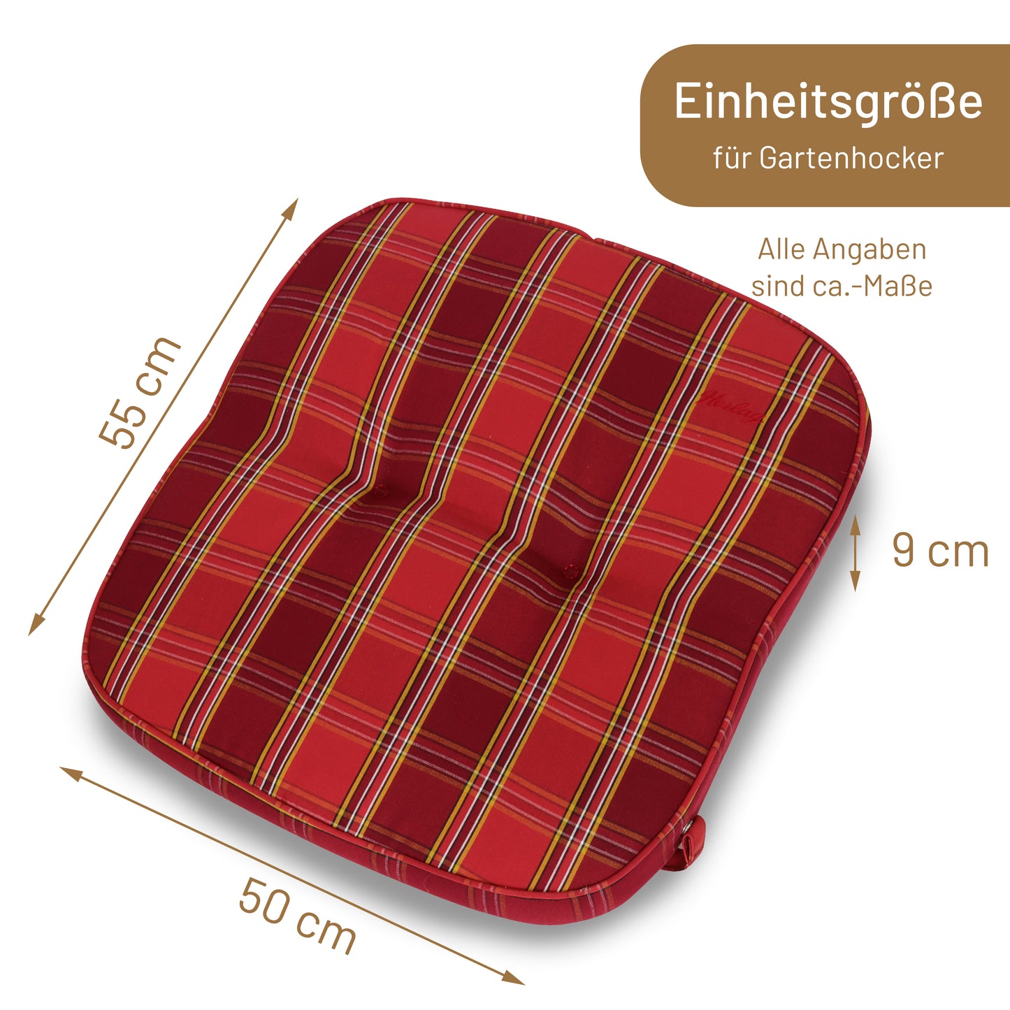 Hockerauflage TILLY - Rot-Kariert