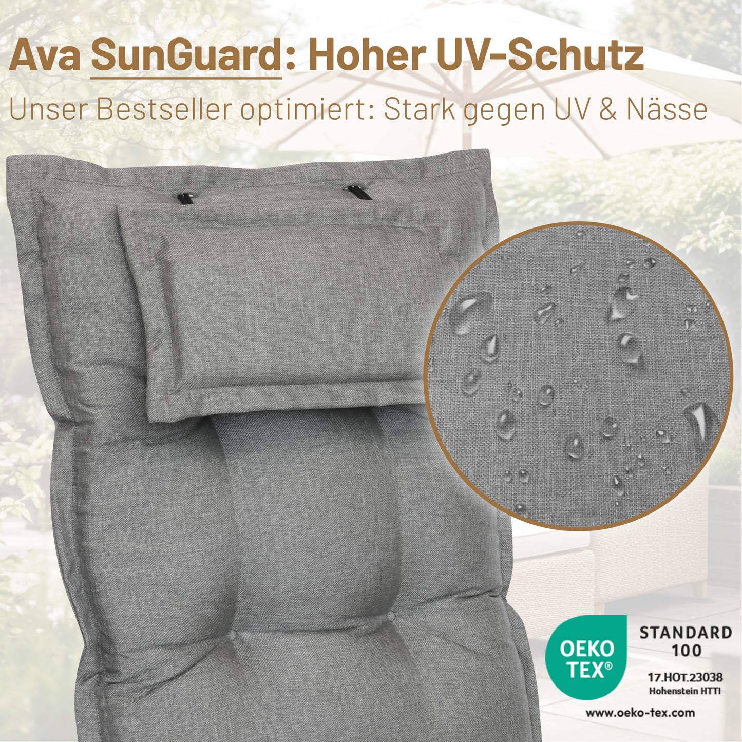 Hockerauflage AVA Sun-Guard - Silber