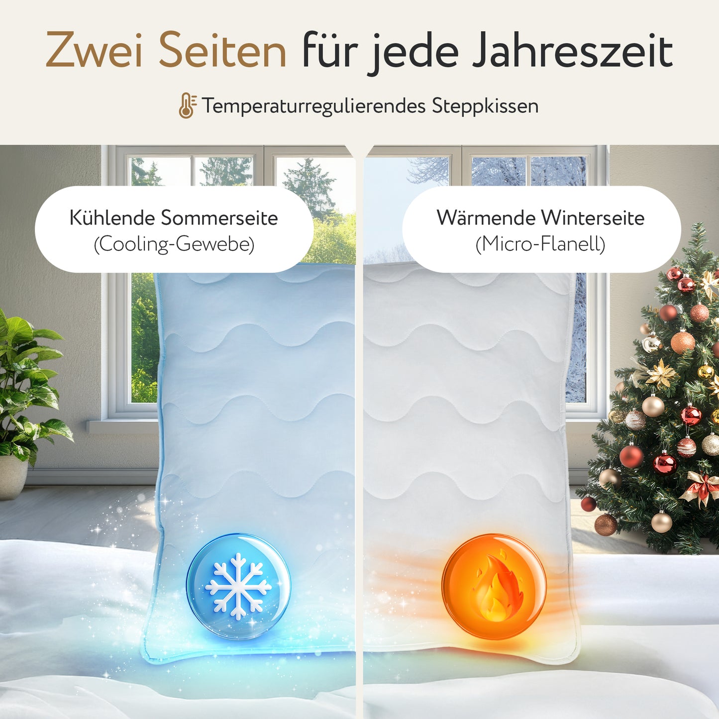 2-in-1 Kopfkissen | 80 x 80 cm