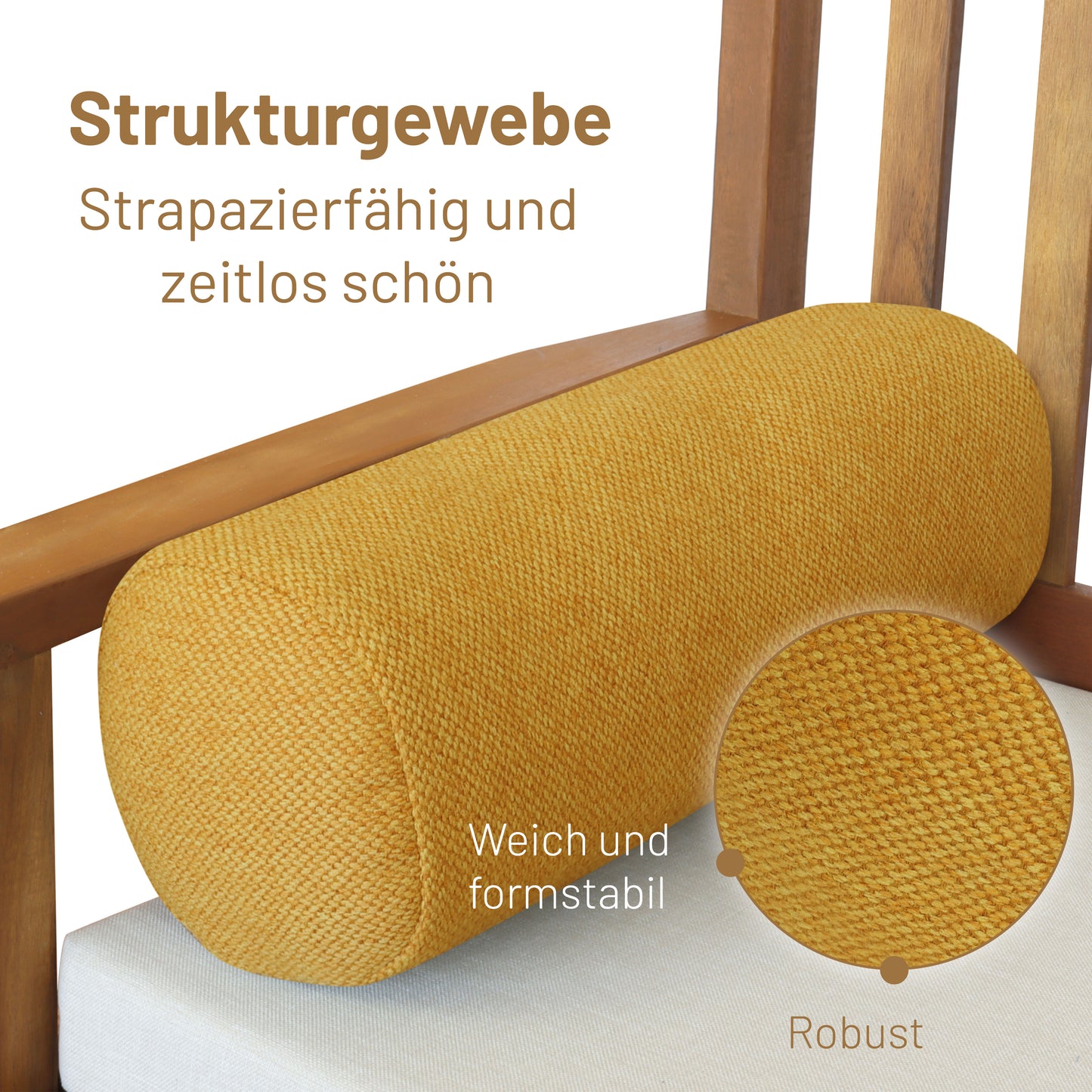 Kissenrolle LUXE - 65x20cm Senfgelb