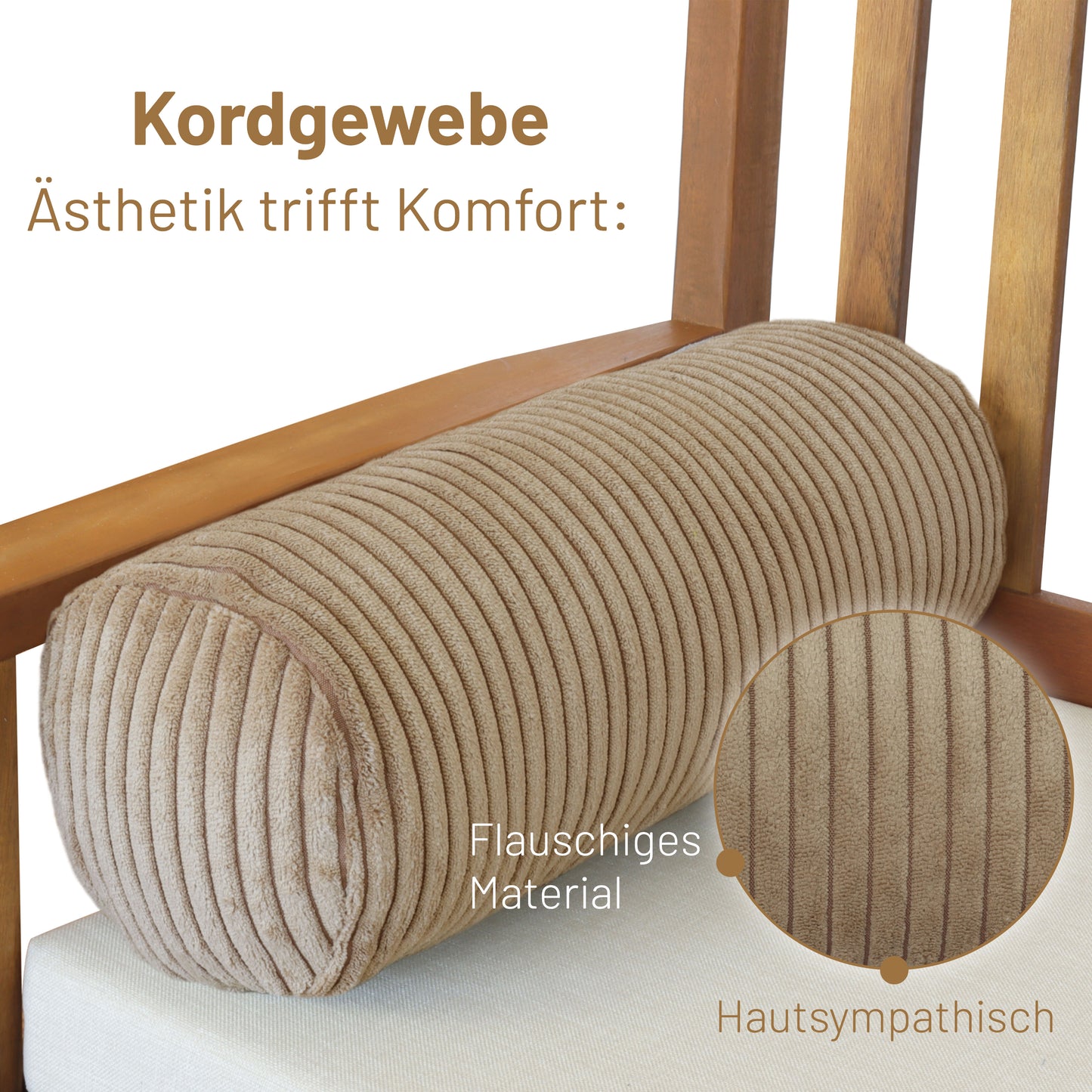 Kissenrolle ELLA - 65x20 Hellbraun
