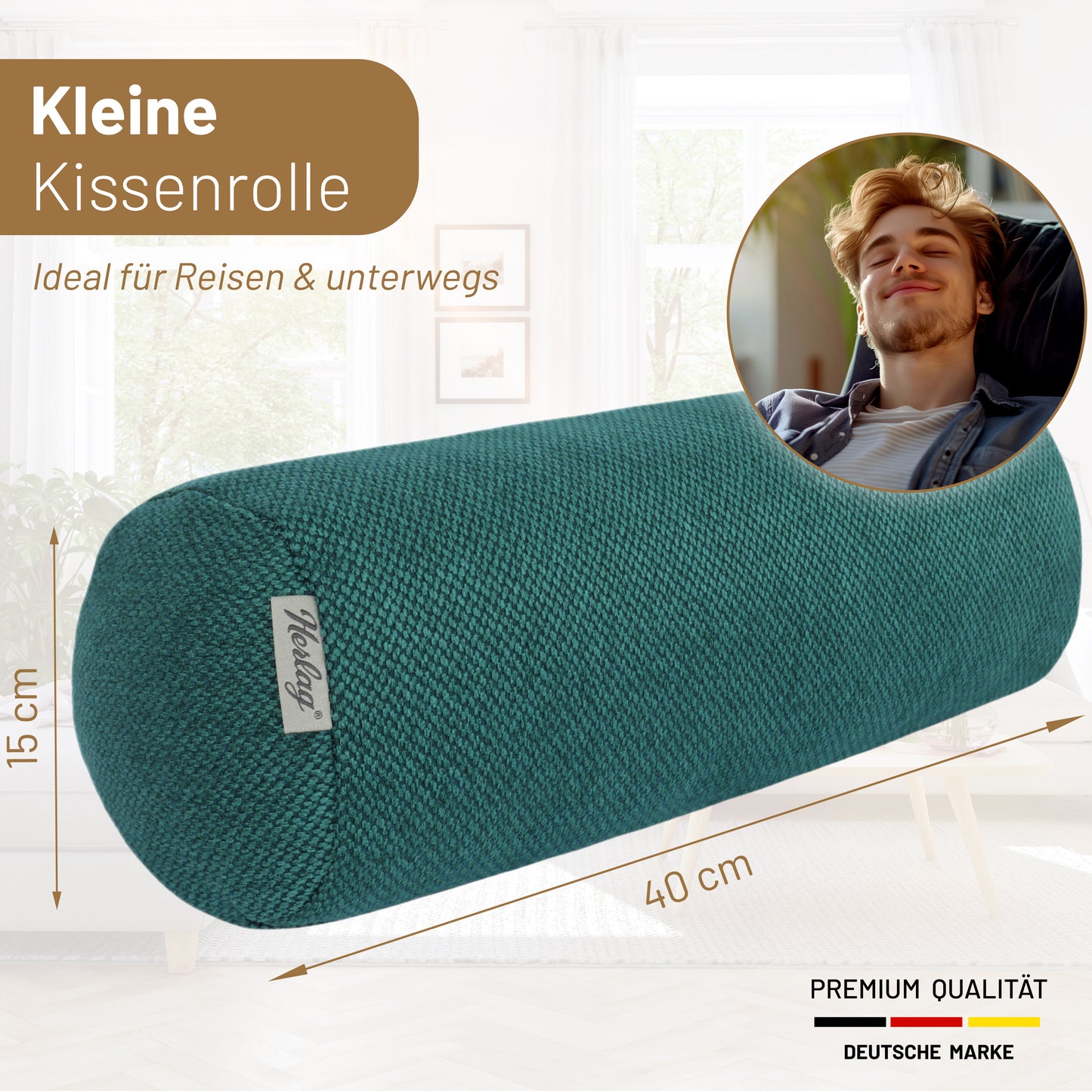 Kissenrolle LUXE - 40x15cm Dunkelgrün