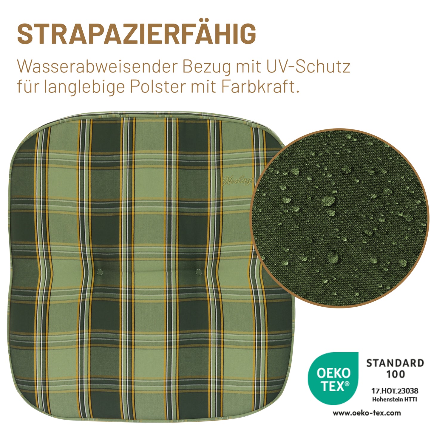 Hockerauflage TILLY - Grün-Kariert