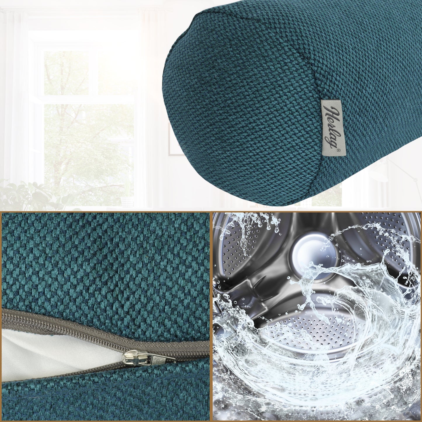 Kissenrolle LUXE - 40x15cm Petrol