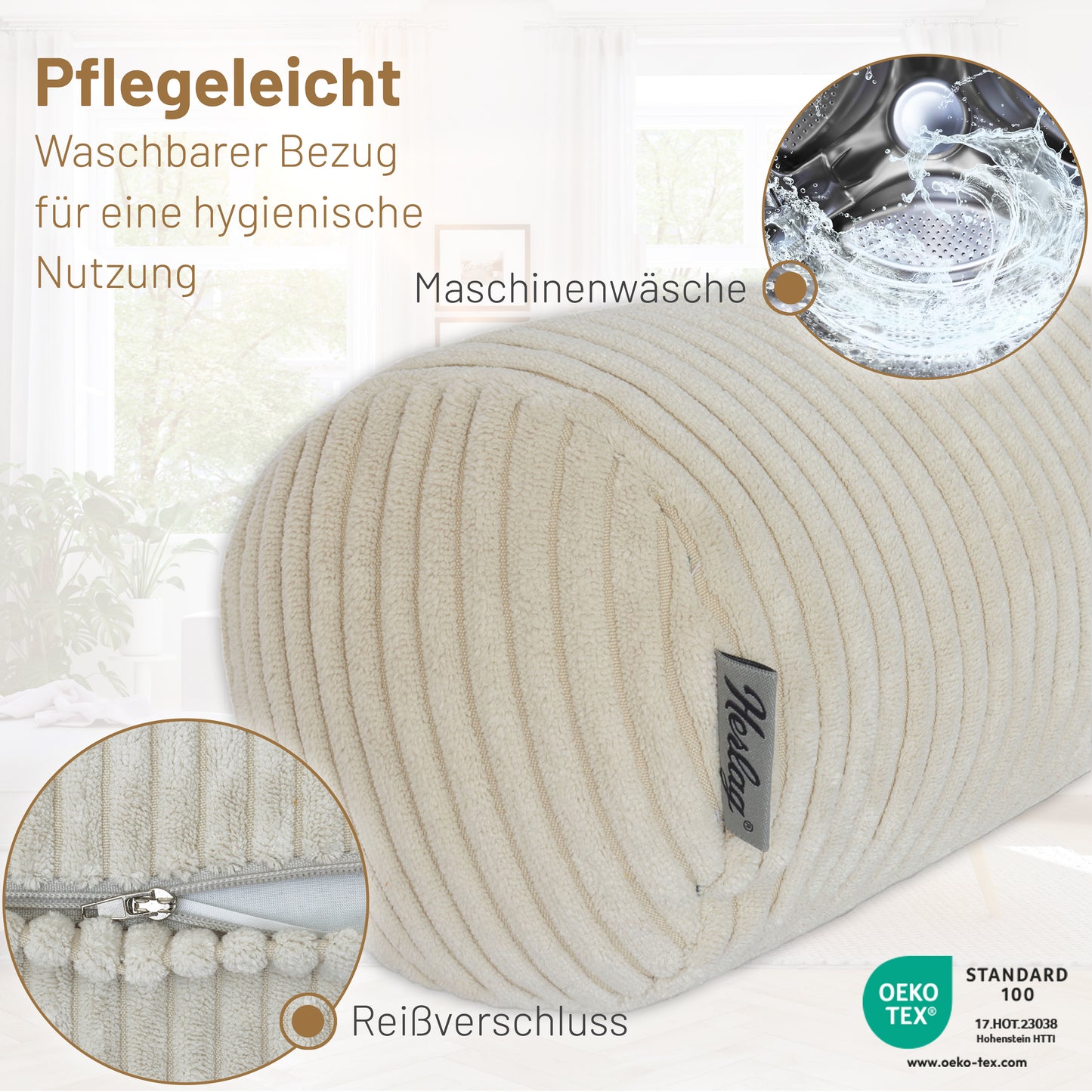 Kissenrolle ELLA - 40x15cm Cremeweiß