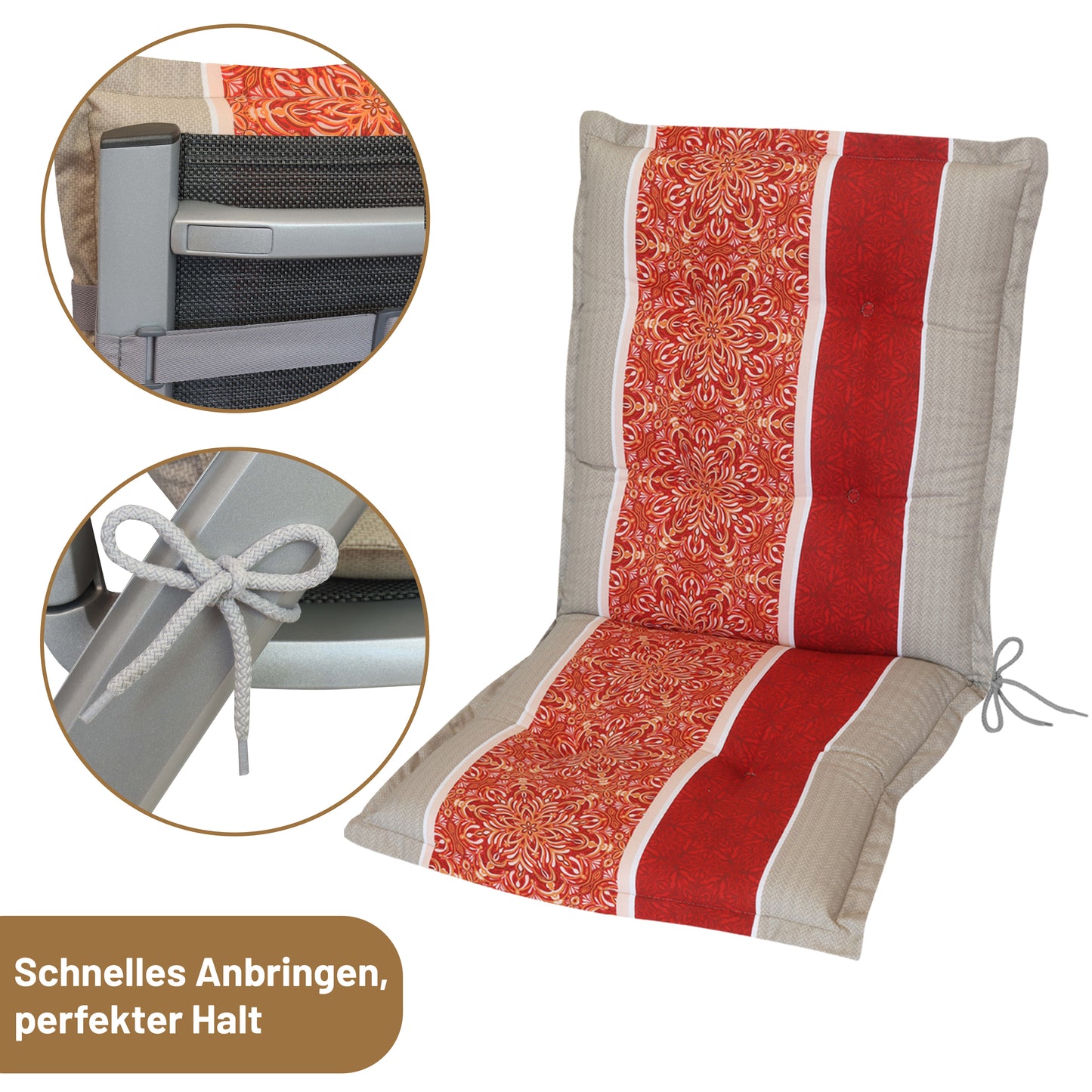 Niedriglehner VALERIA - Rot/Orange-Gestreift