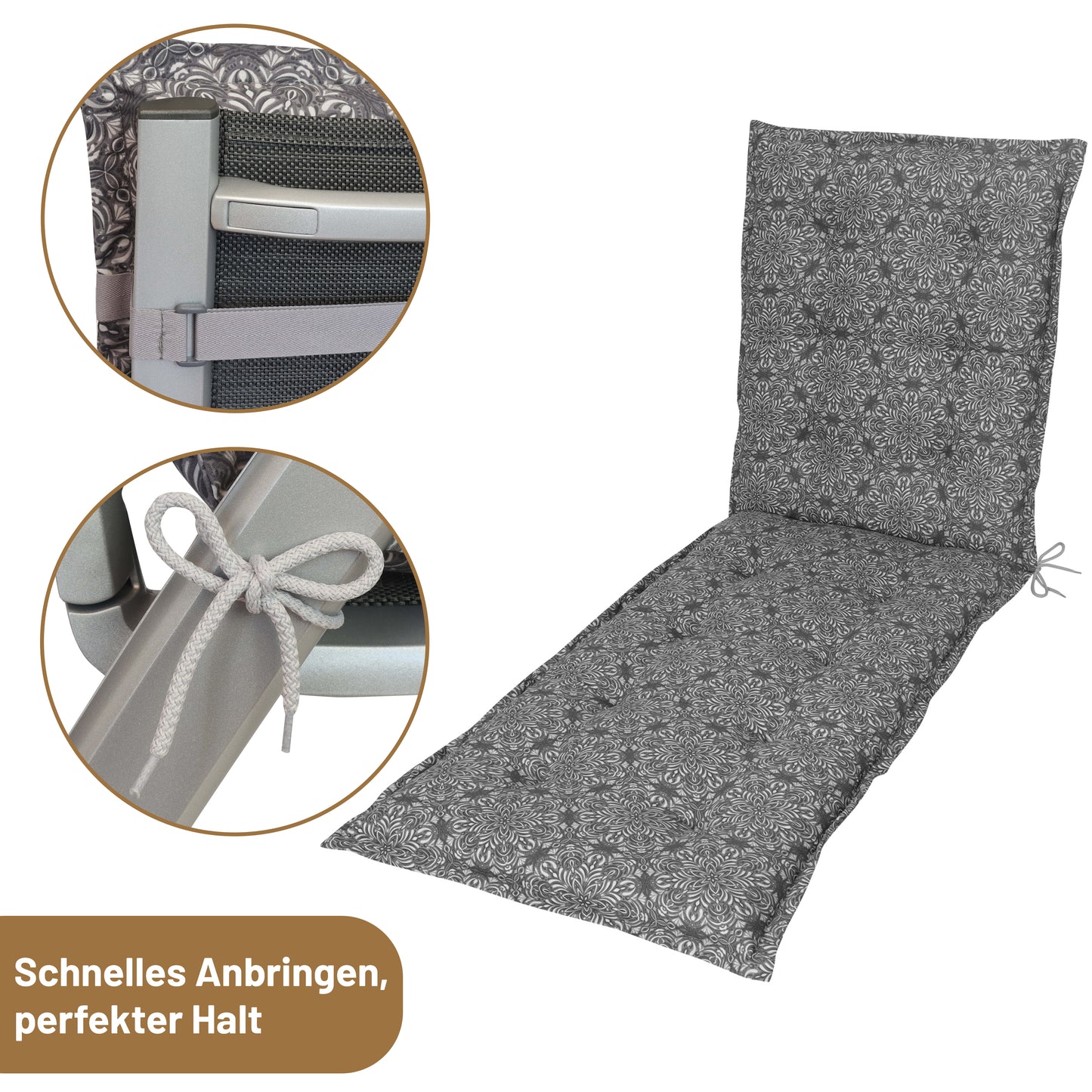 Liegenauflage VALERIA - Mandala Grau