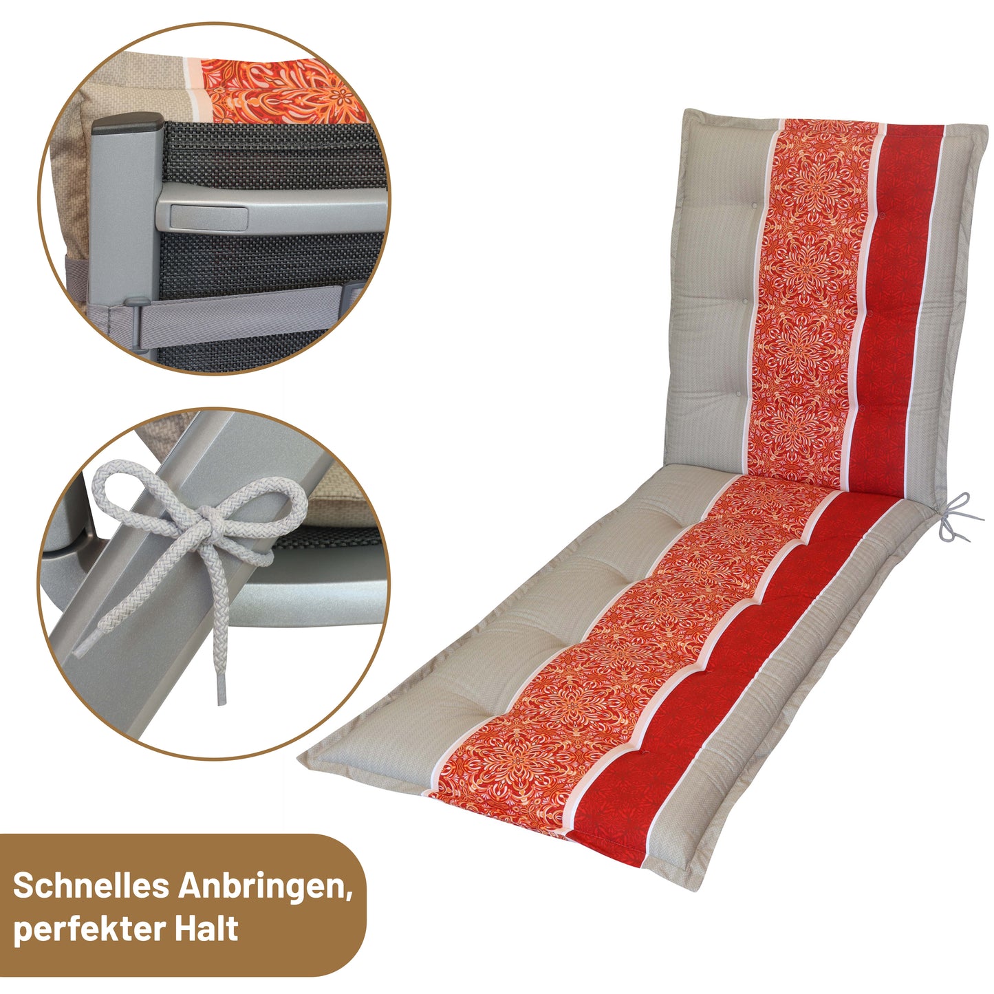 Liegenauflage VALERIA - Orange Gestreift