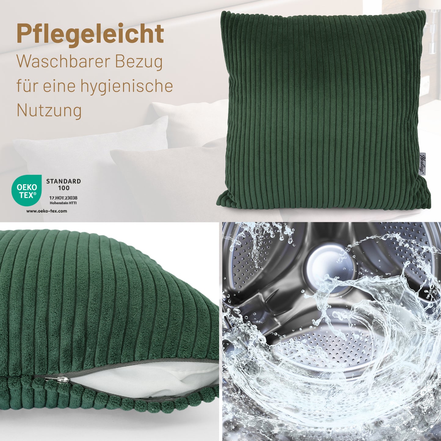 Dekokissen ELLA - 40x40cm Dunkelgrün