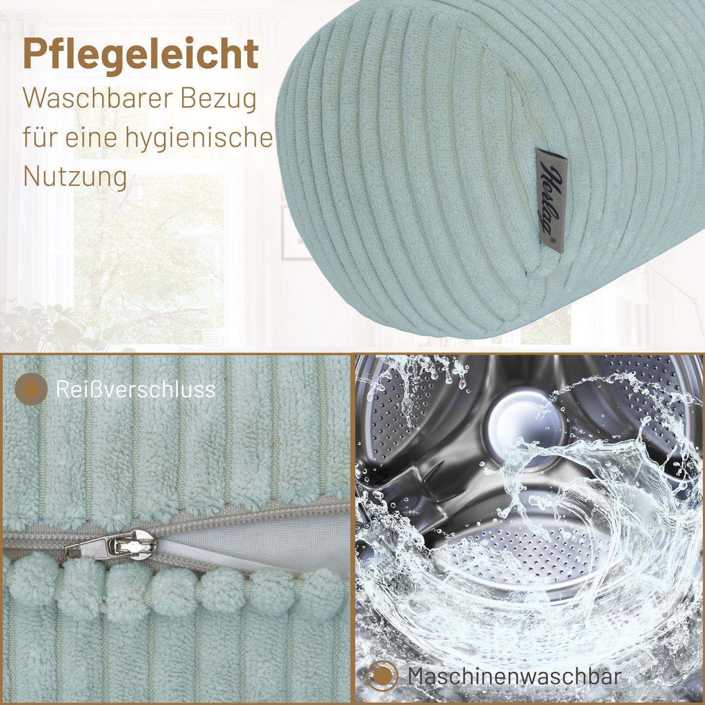 Kissenrolle ELLA - 40x15cm Salbei