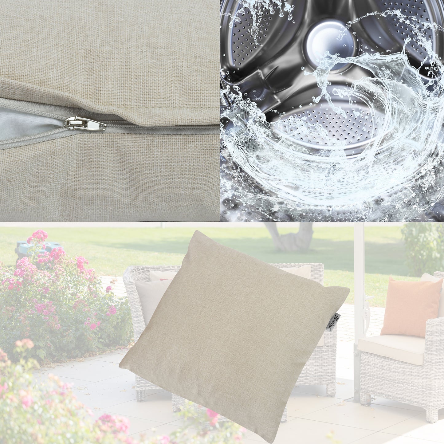 Outdoor Dekokissen Sunny 40x40cm Natur