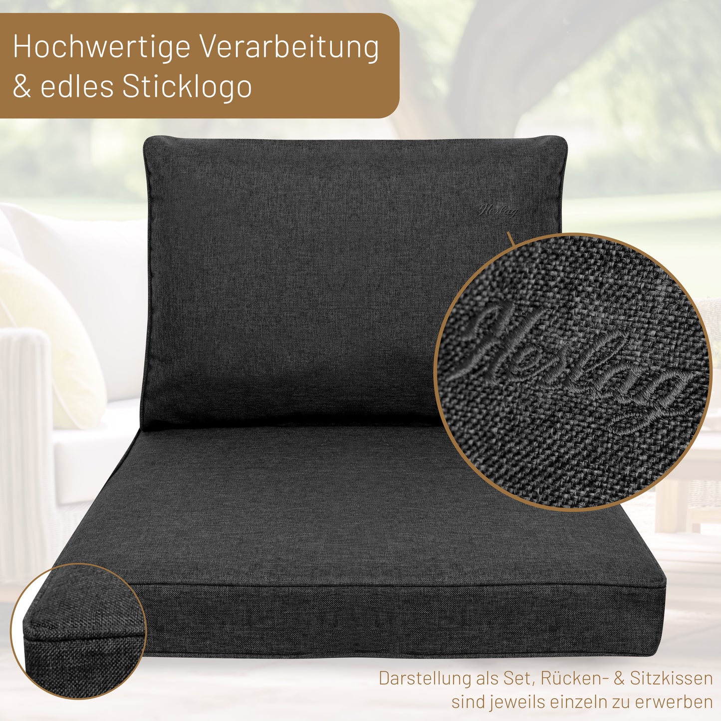 Loungekissen SUNNY - Anthrazit 60x60cm