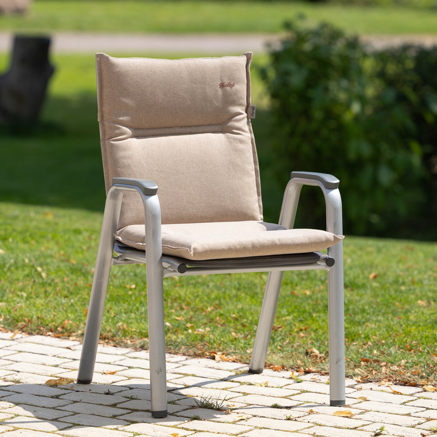 Niedriglehner-Auflage GRETA - recycelter Stoff - Taupe
