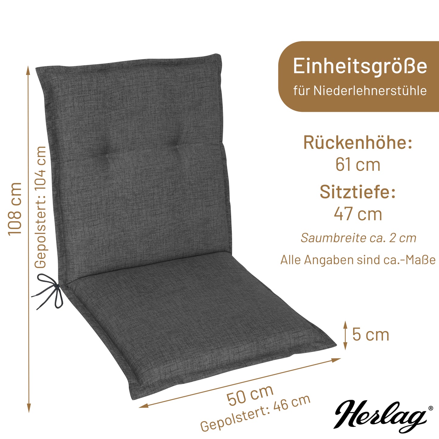 Niedriglehner-Auflage EMMA Anthrazit