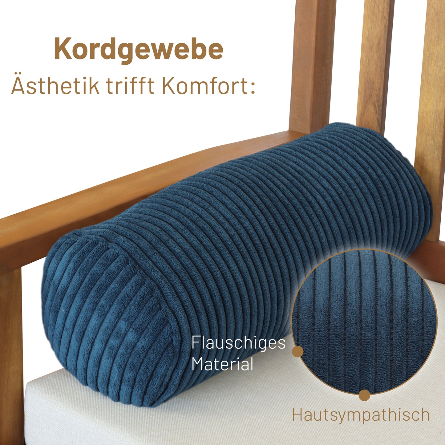 Kissenrolle ELLA - 65x20 Blau