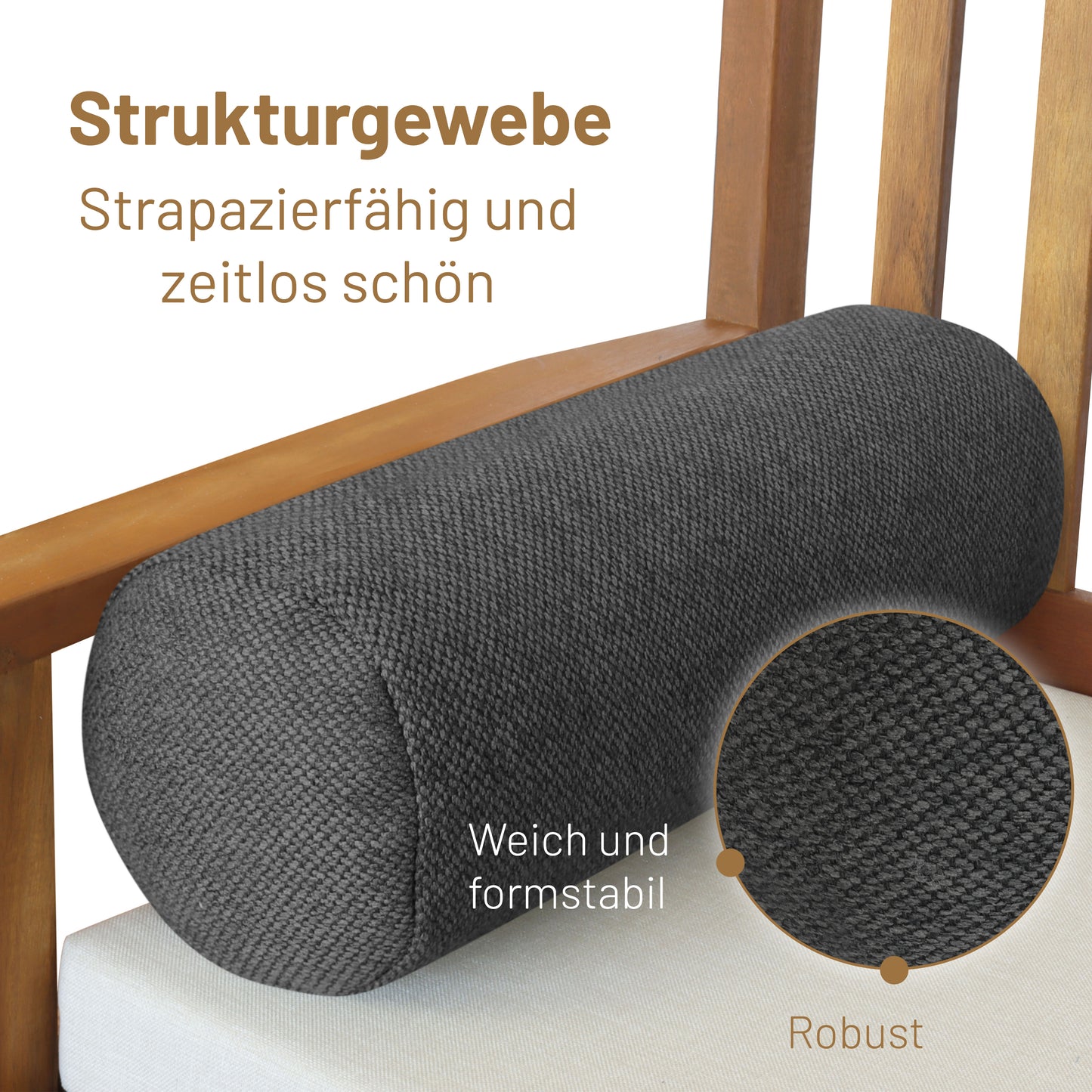 Kissenrolle LUXE - 40x15cm Anthrazit