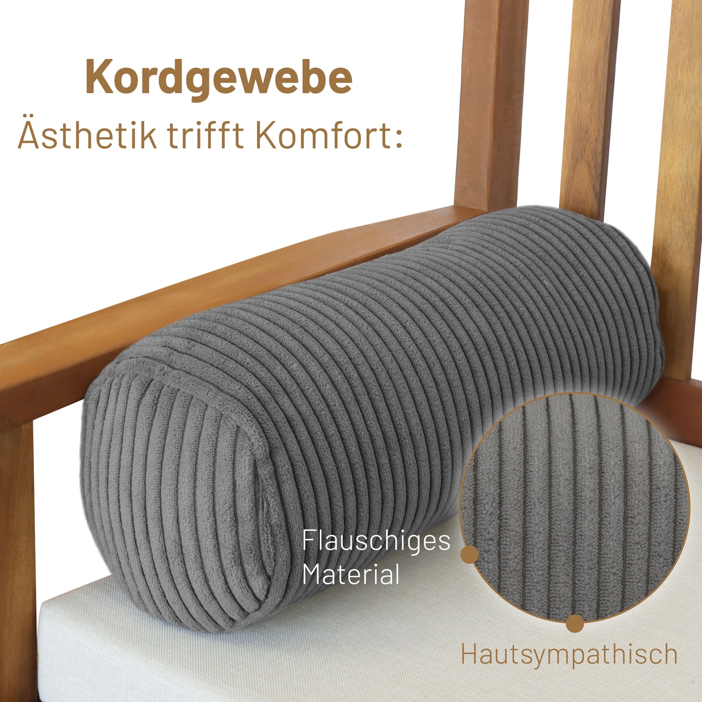 Kissenrolle ELLA - 40x15cm Grau