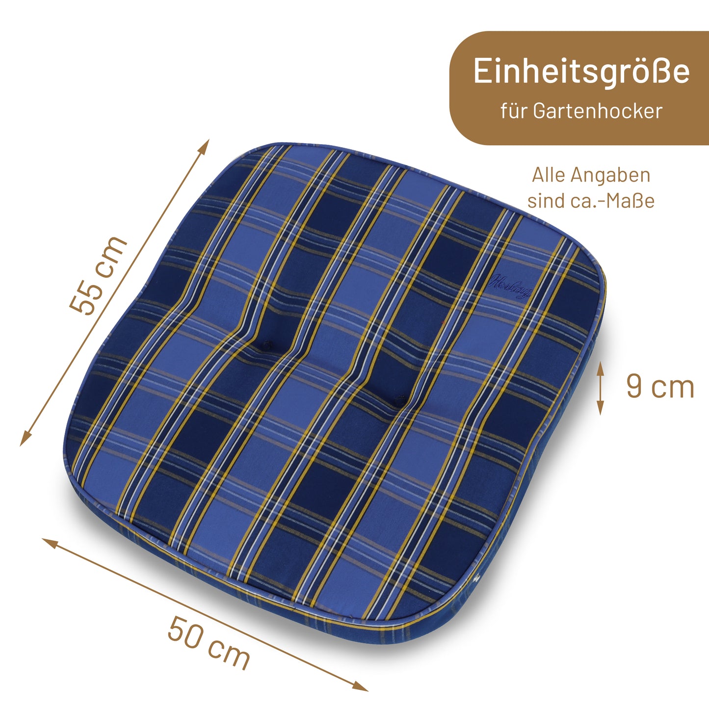 Hockerauflage TILLY - Blau-Kariert