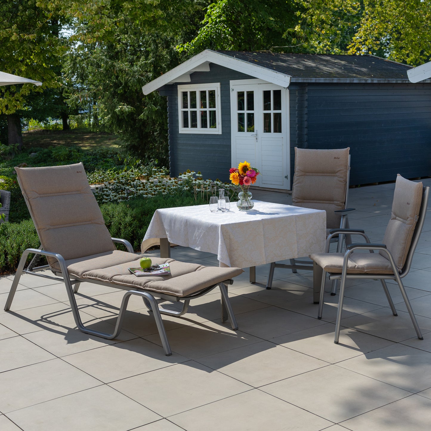 Liegenauflage GRETA - recycelter Stoff - Taupe