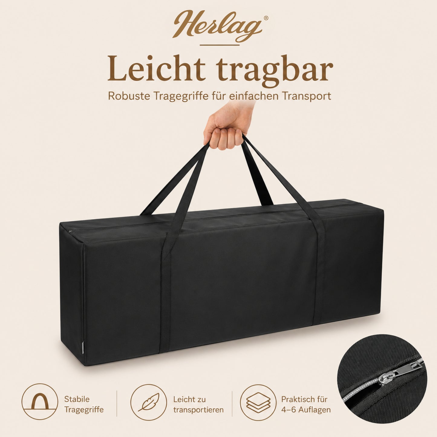 Aufbewahrungstasche Polstertasche schwarz
