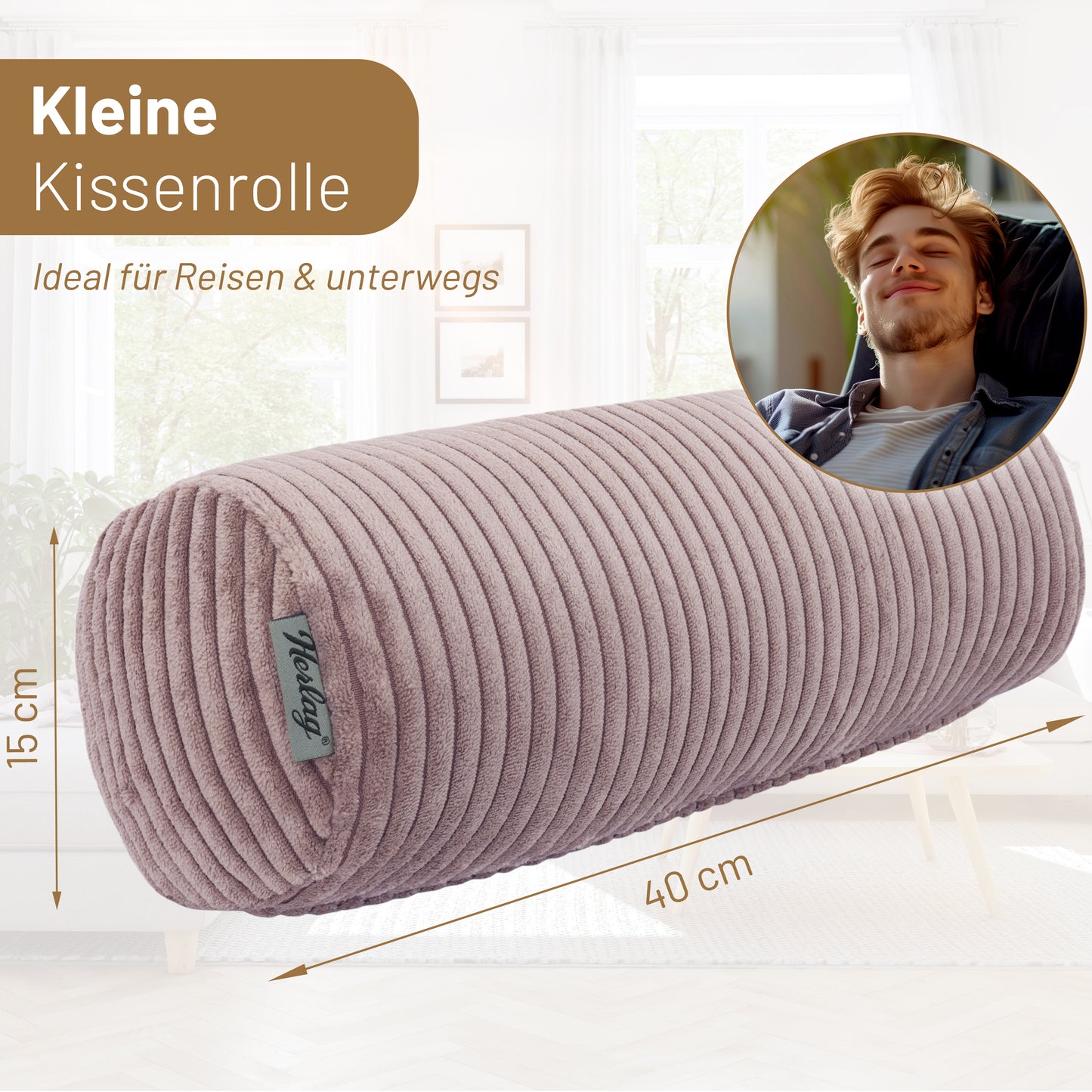 Kissenrolle ELLA - 40x15cm Flieder