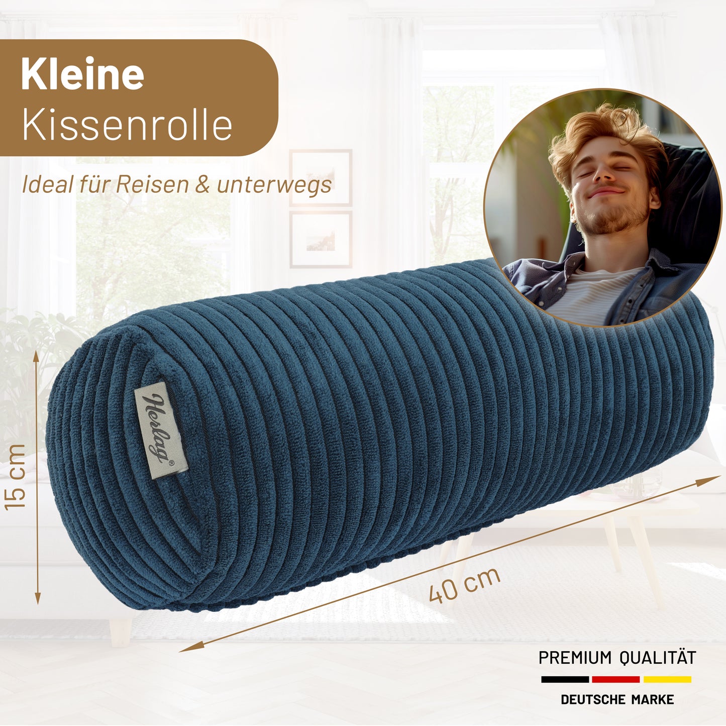 Kissenrolle ELLA - 40x15cm Blau
