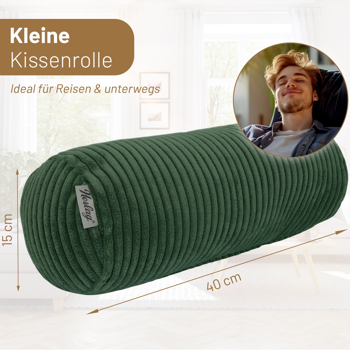 Kissenrolle ELLA - 40x15cm Dunkelgrün