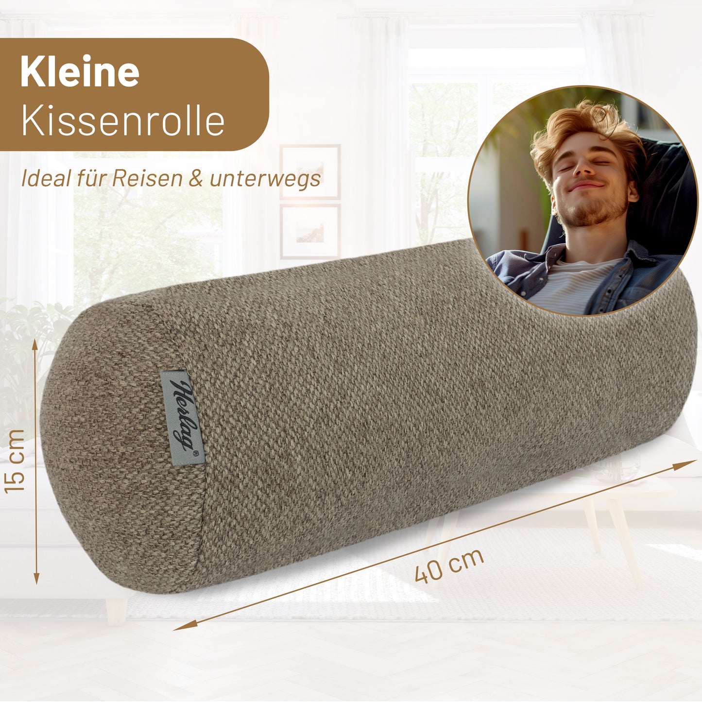 Kissenrolle LUXE - 40x15cm Taupe