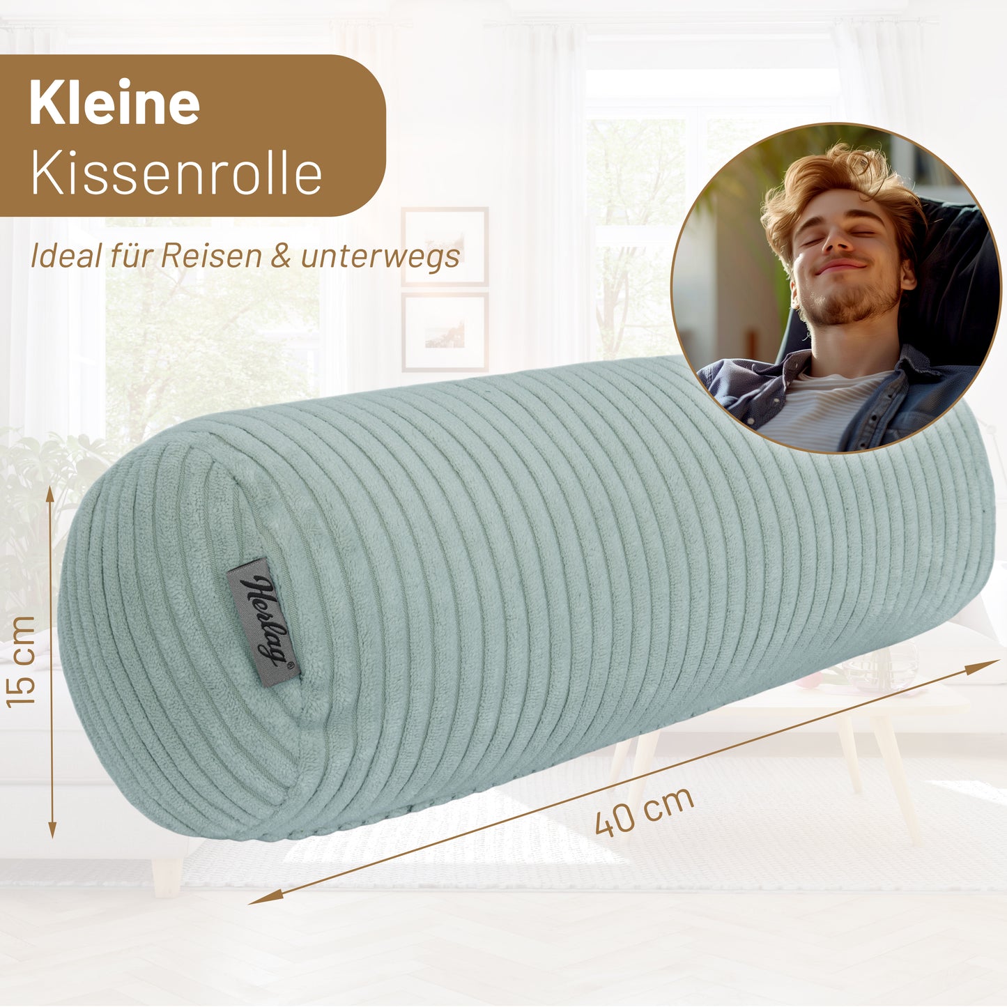 Kissenrolle ELLA - 40x15cm Salbei