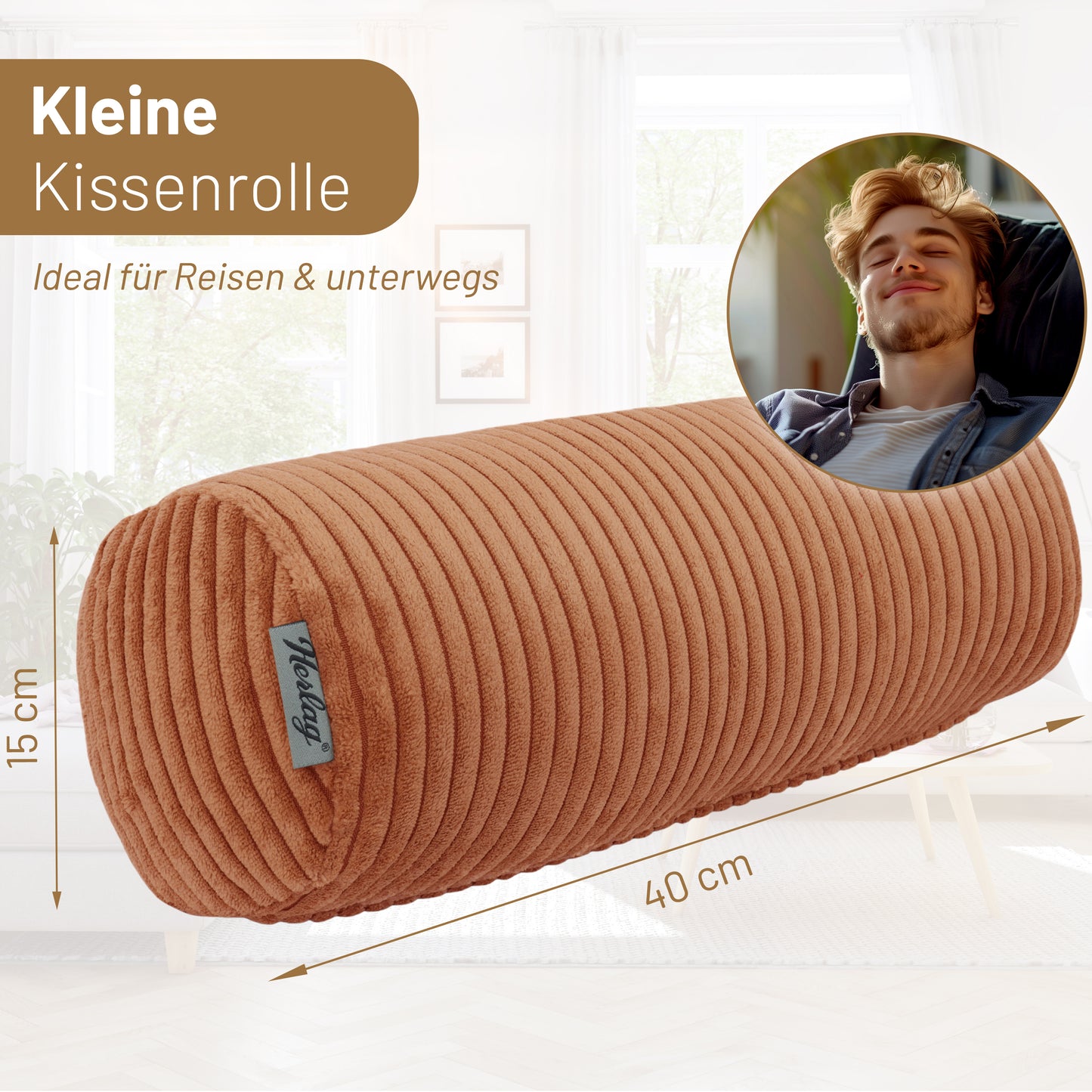 Kissenrolle ELLA - 40x15cm Terracotta