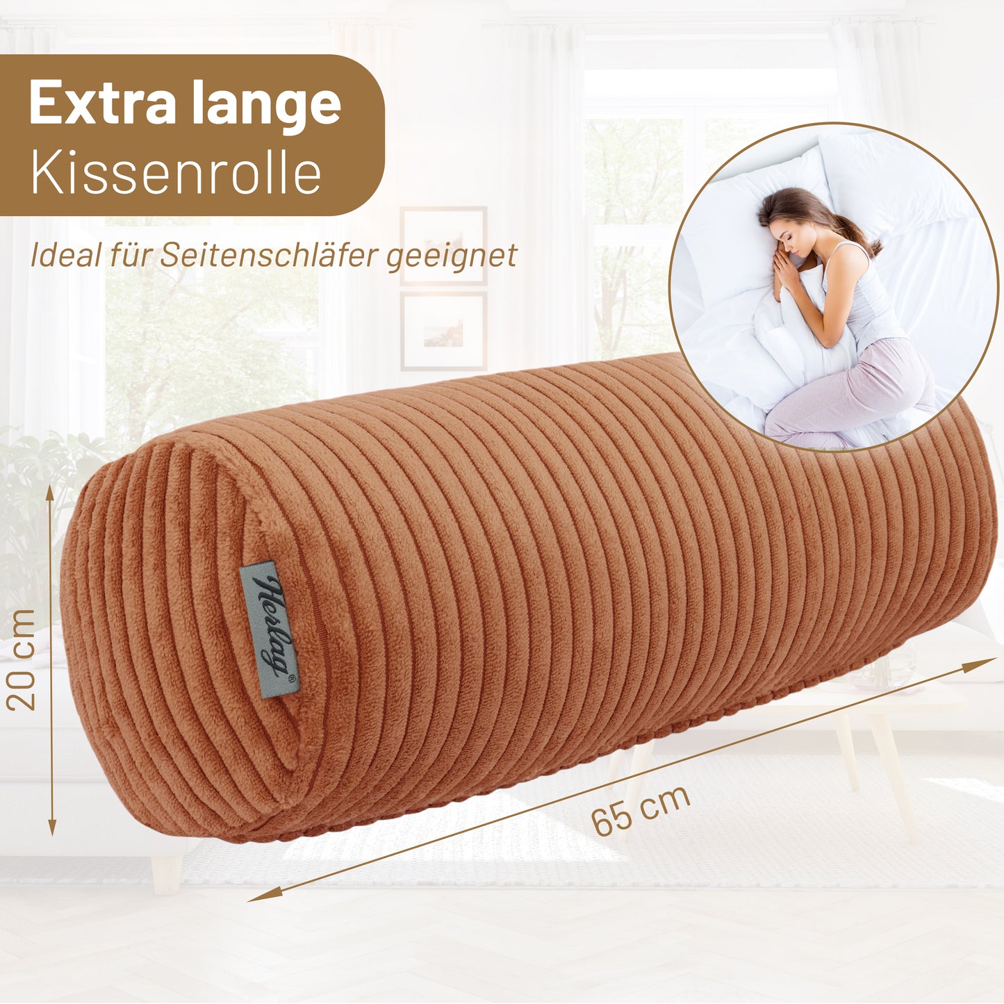 Kissenrolle ELLA - 65x20 Terracotta