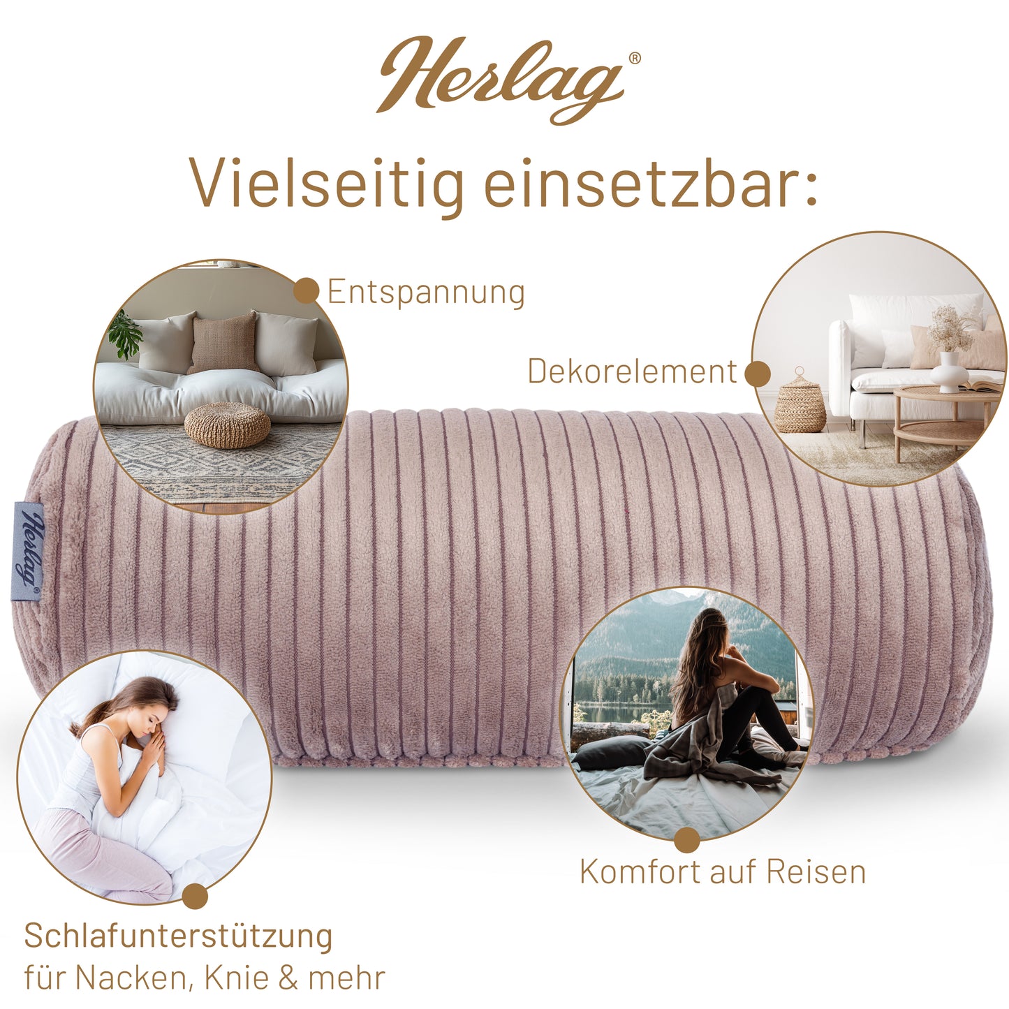 Kissenrolle ELLA - 40x15cm Flieder