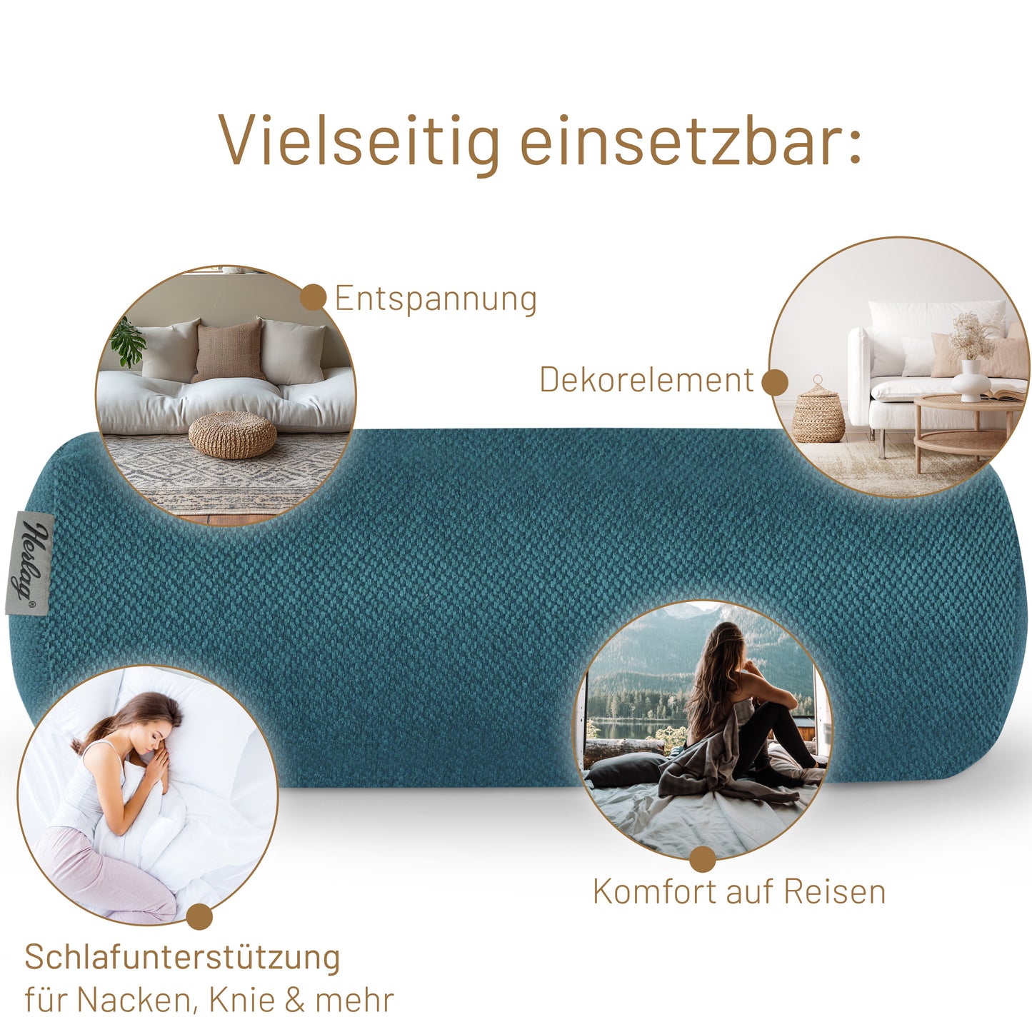 Kissenrolle LUXE - 40x15cm Petrol