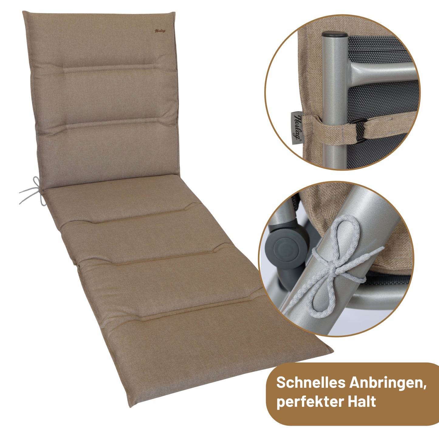 Liegenauflage GRETA - recycelter Stoff - Taupe