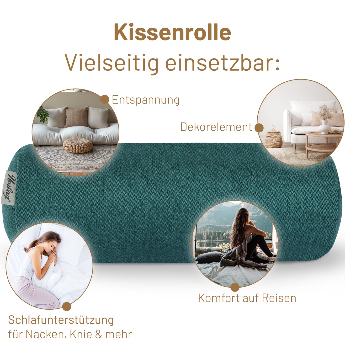 Kissenrolle LUXE - 65x20cm Dunkelgrün