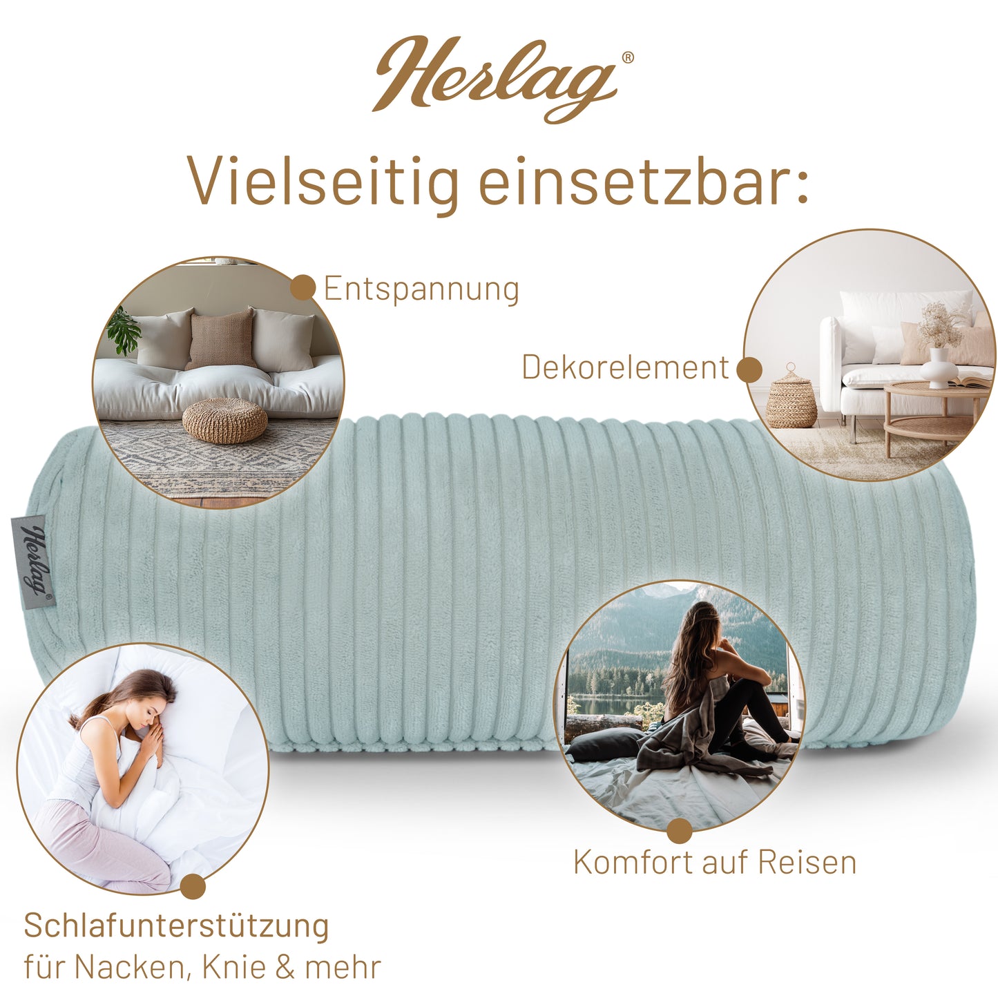 Kissenrolle ELLA - 40x15cm Salbei