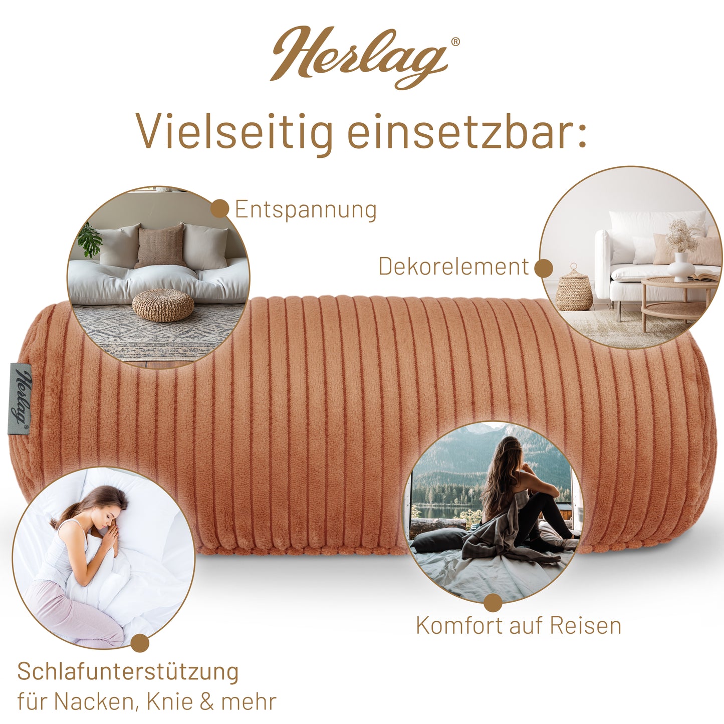 Kissenrolle ELLA - 40x15cm Terracotta