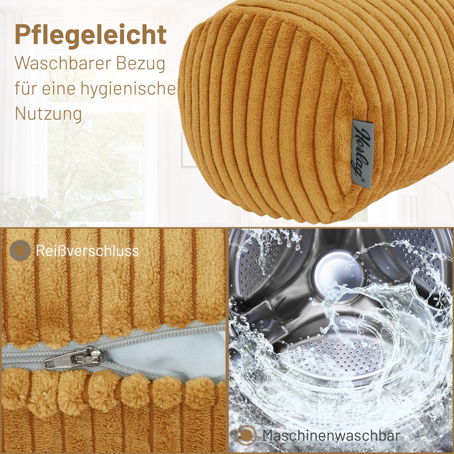 Kissenrolle ELLA - 65x20 Senfgelb