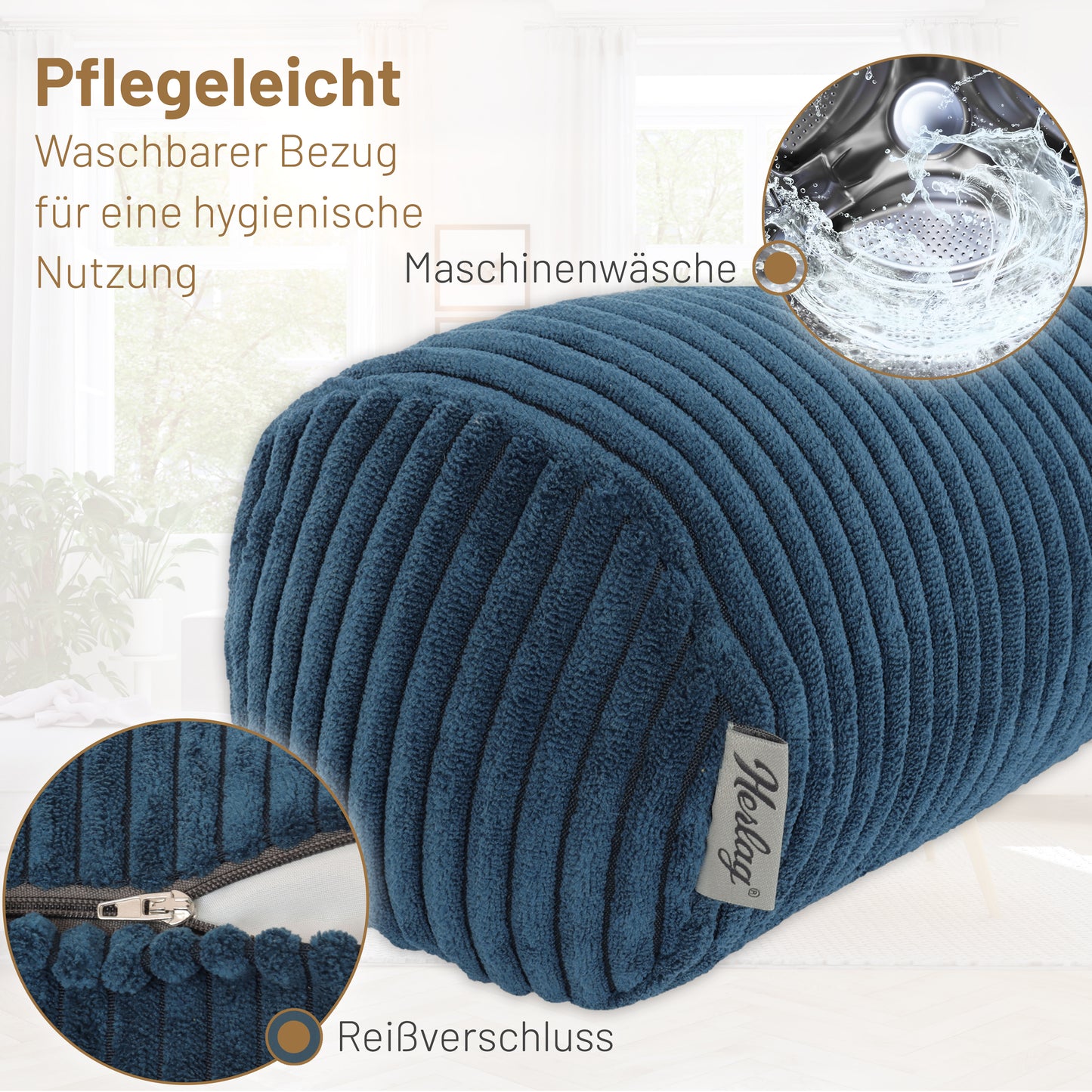 Kissenrolle ELLA - 65x20 Blau