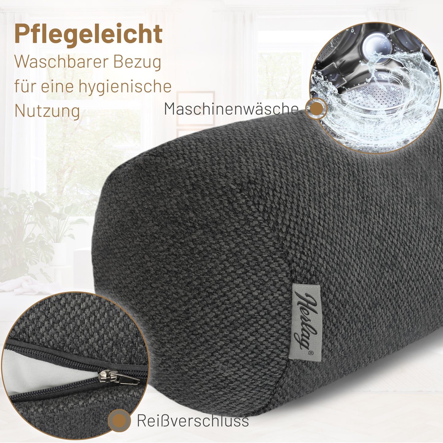 Kissenrolle LUXE - 40x15cm Anthrazit