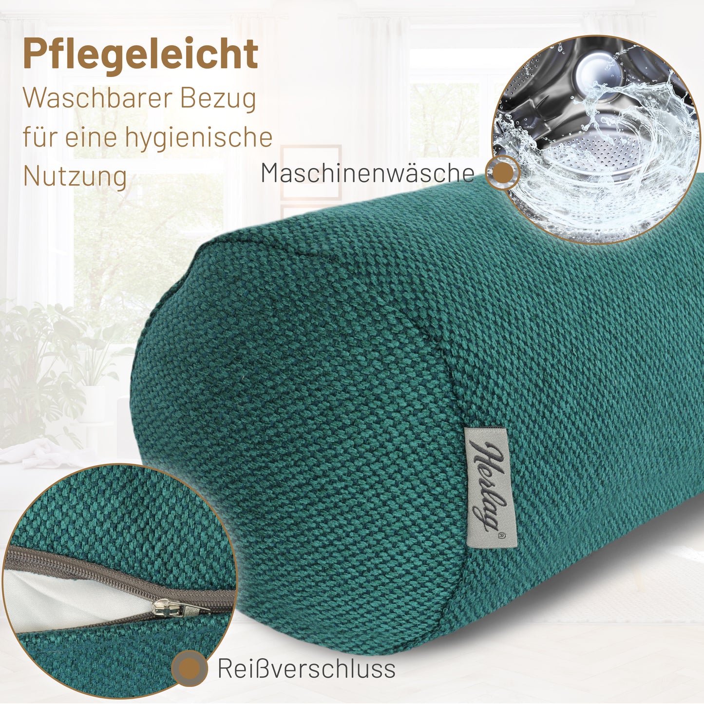 Kissenrolle LUXE - 65x20cm Dunkelgrün