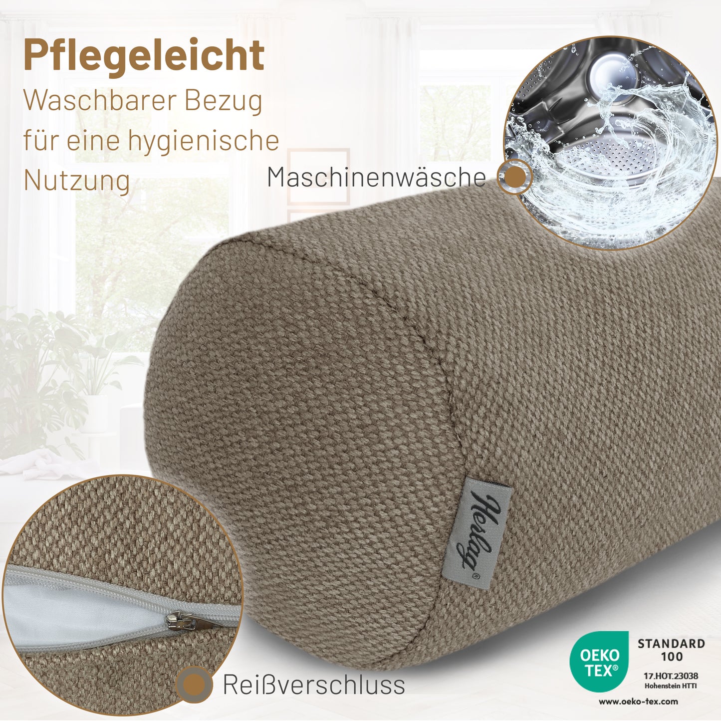 Kissenrolle LUXE - 40x15cm Taupe