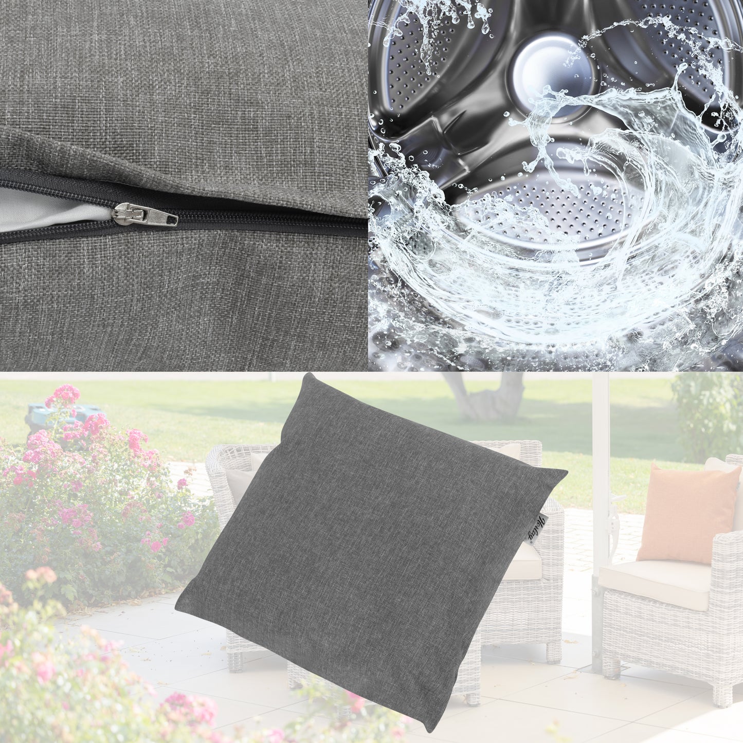 Outdoor Dekokissen Sunny  40x40cm Grau