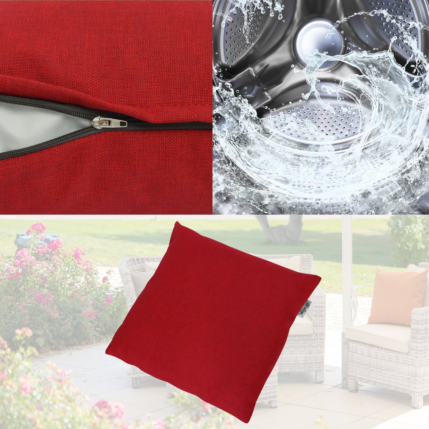 Outdoor Dekokissen Sunny  50x50cm Rot