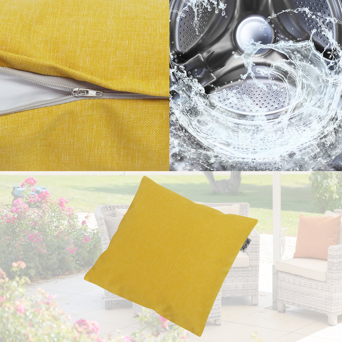 Outdoor Dekokissen Sunny  50x50cm Senfgelb