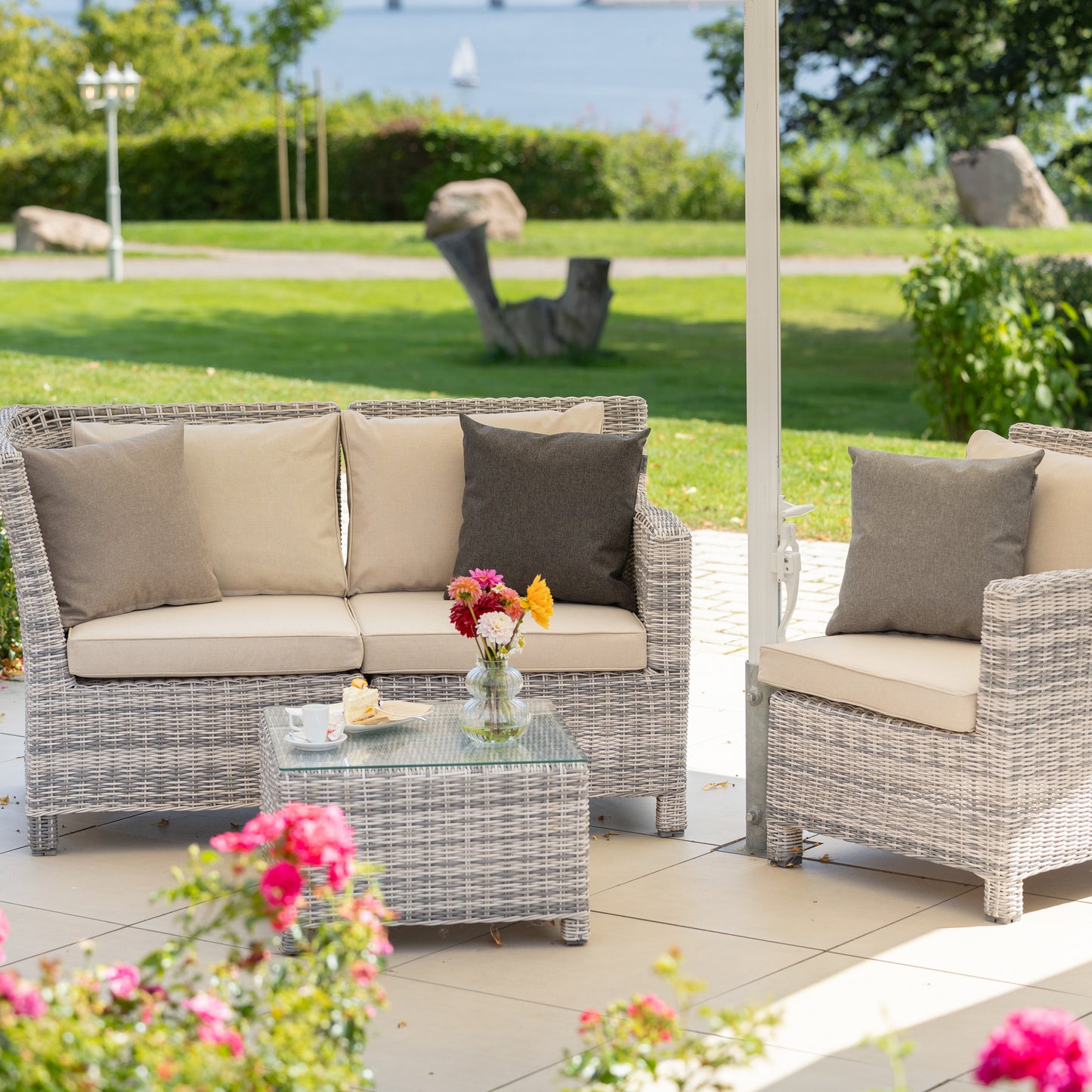 Outdoor Dekokissen Sunny  50x50cm Grau