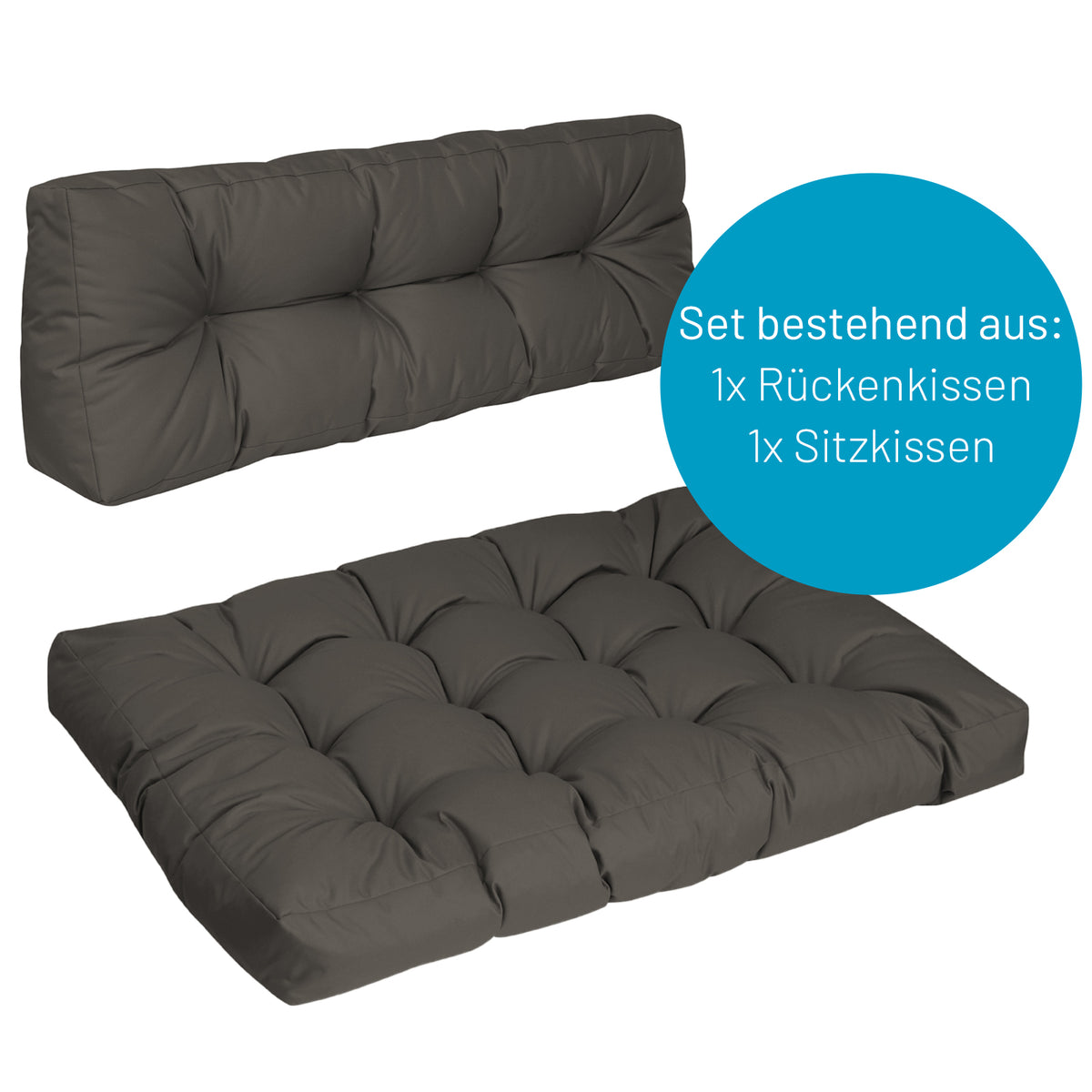 Palettenkissen Set Anthrazit/Taupe