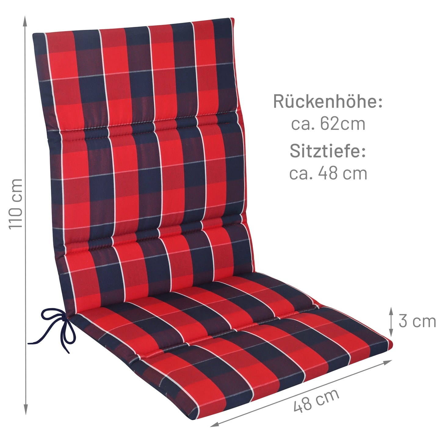 Mittellehner Auflage KETTLER Rot-Blau Kariert
