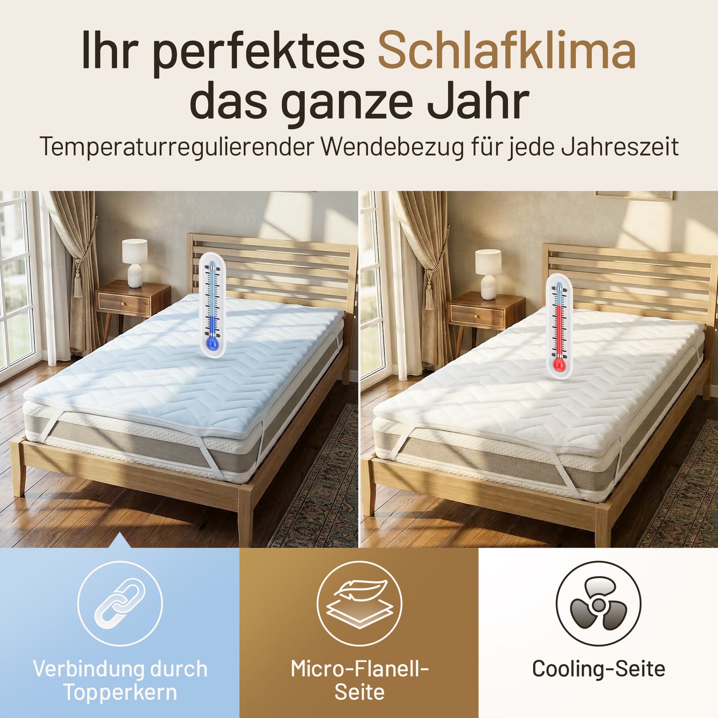 Visco Matratzentopper 2 in 1 | 140x200x7cm